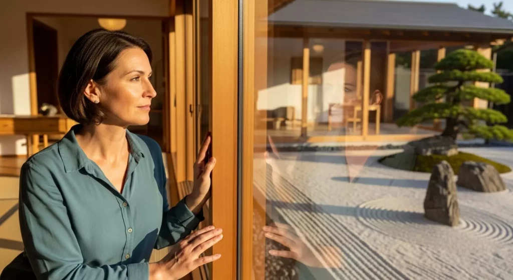 femme-maison-moderne-jardin-zen-japon